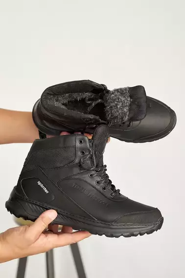 Чоловічі кросівки шкіряні зимові чорні Splinter Б 1320/1 фото 5 — інтернет-магазин Tapok