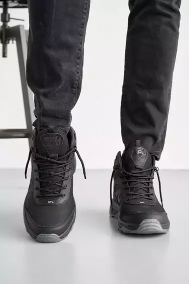 Мужские кроссовки кожаные зимние черные Splinter Б 0223 фото 2 — интернет-магазин Tapok