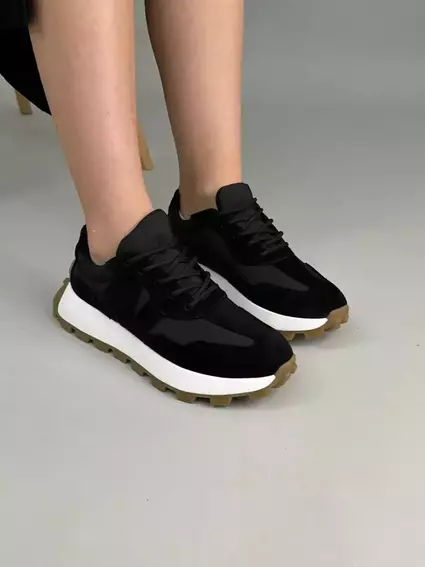 Кросівки жіночі замшеві чорні із вставками плащової тканини. фото 1 — інтернет-магазин Tapok