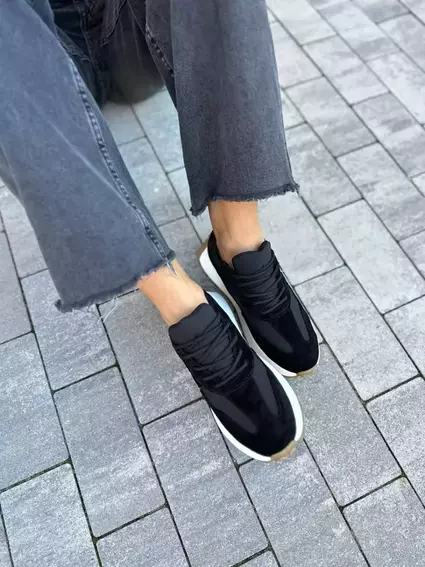 Кросівки жіночі замшеві чорні із вставками плащової тканини. фото 14 — інтернет-магазин Tapok