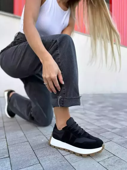 Кросівки жіночі замшеві чорні із вставками плащової тканини. фото 18 — інтернет-магазин Tapok