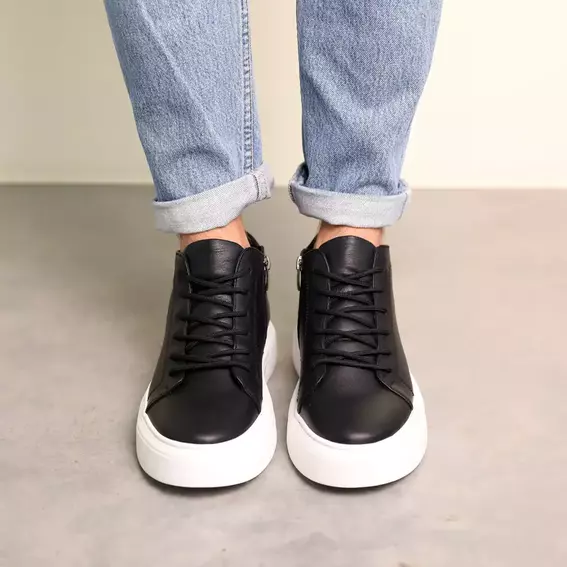 Ботинки мужские кожаные байка 586657 Черные фото 3 — интернет-магазин Tapok