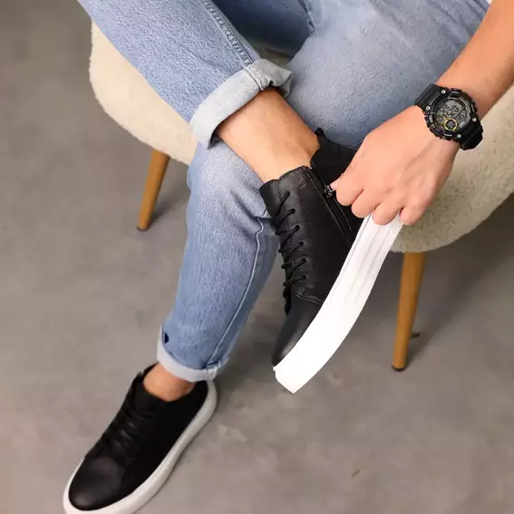 Ботинки мужские кожаные байка 586657 Черные фото 4 — интернет-магазин Tapok