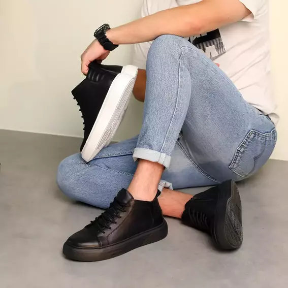 Ботинки мужские кожаные байка 586657 Черные фото 9 — интернет-магазин Tapok