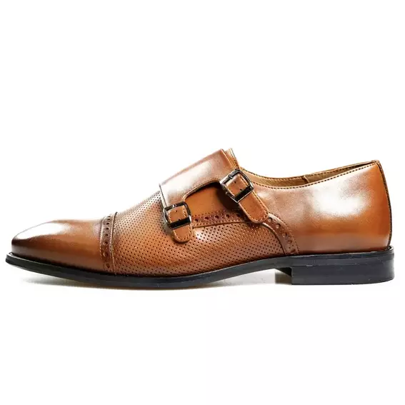 Чоловічі туфлі монки "Ніколасс" TANNER Світло-коричневі фото 2 — інтернет-магазин Tapok