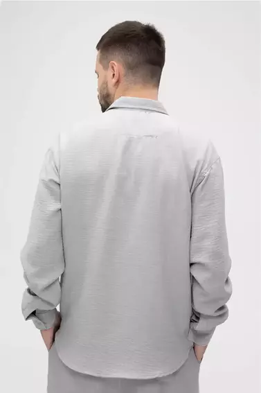 Рубашка однотонная мужская Breezy 23201082 Серый фото 4 — интернет-магазин Tapok