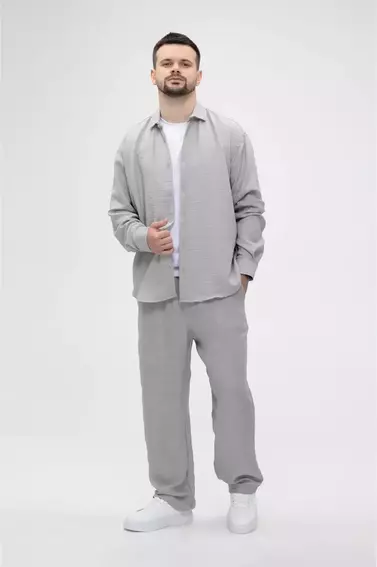 Рубашка однотонная мужская Breezy 23201082 Серый фото 6 — интернет-магазин Tapok
