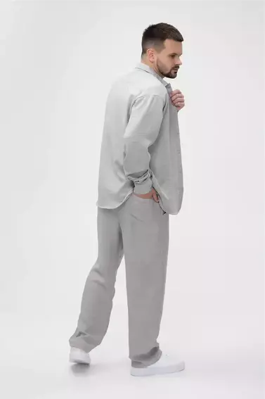 Рубашка однотонная мужская Breezy 23201082 Серый фото 7 — интернет-магазин Tapok