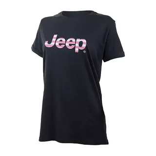 Жіноча футболка JEEP T-SHIRT OVERSIZE Striped Print Turn Чорний