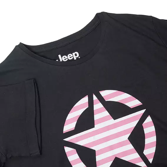 Жіноча футболка JEEP T-SHIRT OVERSIZE STAR Striped Print Turn Чорний фото 3 — інтернет-магазин Tapok