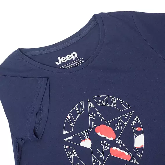 Жіноча футболка JEEP T-SHIRT STAR Botanical Print J22W Синій фото 3 — інтернет-магазин Tapok