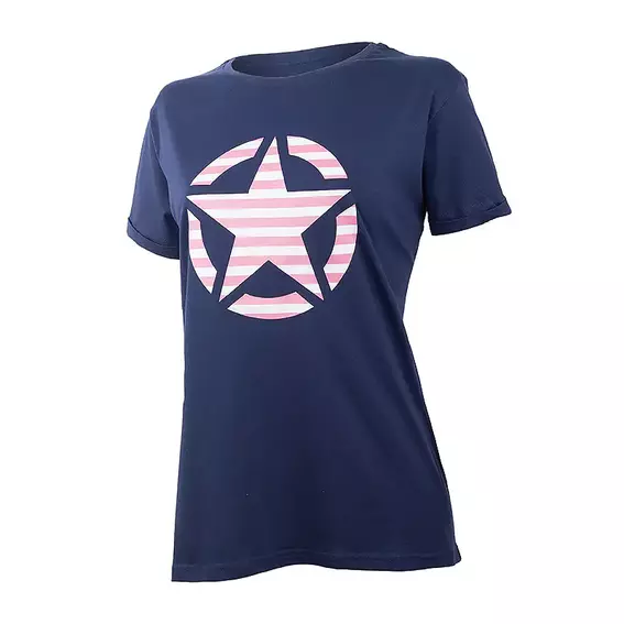 Женская Футболка JEEP T-SHIRT OVERSIZE STAR Striped Print Turn Синий фото 1 — интернет-магазин Tapok
