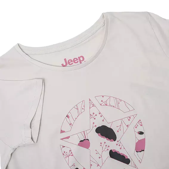 Жіноча футболка JEEP T-SHIRT STAR Botanical Print J22W Сірий фото 3 — інтернет-магазин Tapok