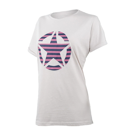 Жіноча футболка JEEP T-SHIRT OVERSIZE STAR Striped Print Turn Сірий фото 1 — інтернет-магазин Tapok