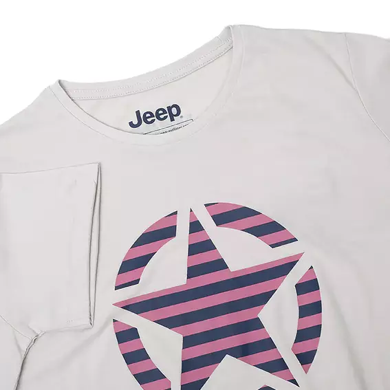 Жіноча футболка JEEP T-SHIRT OVERSIZE STAR Striped Print Turn Сірий фото 3 — інтернет-магазин Tapok