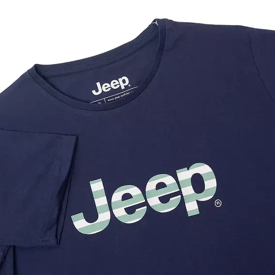 Жіноча футболка JEEP T-SHIRT OVERSIZE Striped Print Turn Синій фото 3 — інтернет-магазин Tapok