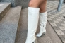 Сапоги женские кожаные молочного цвета на каблуках демисезонные Фото 17