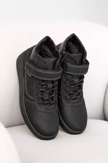 Подростковые ботинки кожаные зимние черные Levons Л-54 мех фото 3 — интернет-магазин Tapok