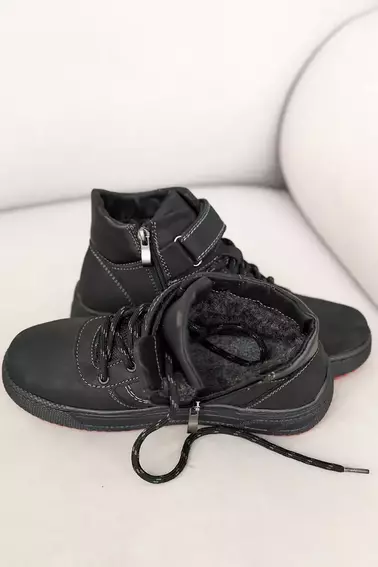 Подростковые ботинки кожаные зимние черные Levons Л-54 мех фото 7 — интернет-магазин Tapok