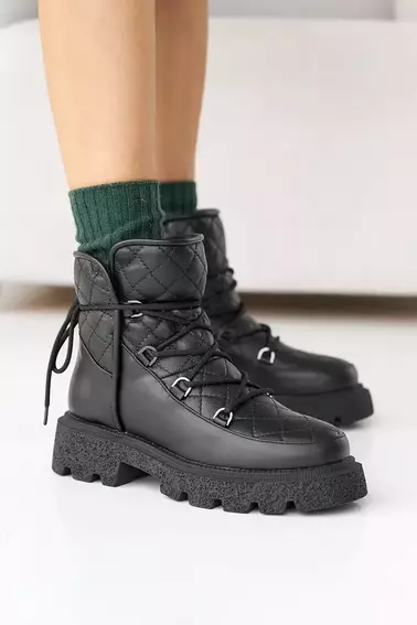 Женские ботинки кожаные зимние черные OLLI 93 фото 1 — интернет-магазин Tapok