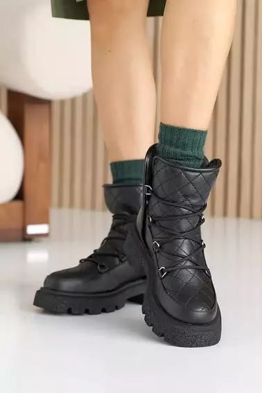 Женские ботинки кожаные зимние черные OLLI 93 фото 4 — интернет-магазин Tapok