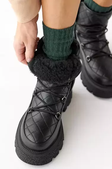 Женские ботинки кожаные зимние черные OLLI 93 фото 9 — интернет-магазин Tapok
