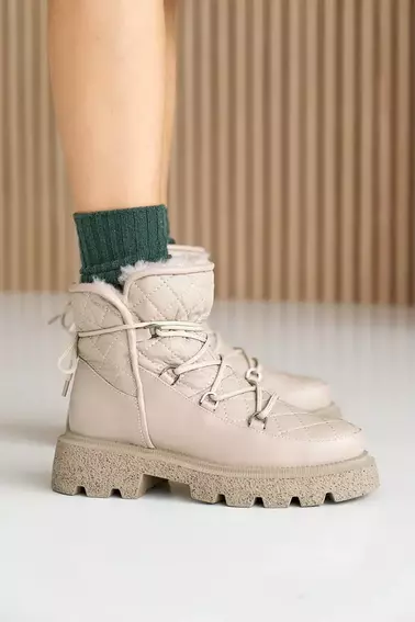 Женские ботинки кожаные зимние бежевые OLLI 93 фото 11 — интернет-магазин Tapok