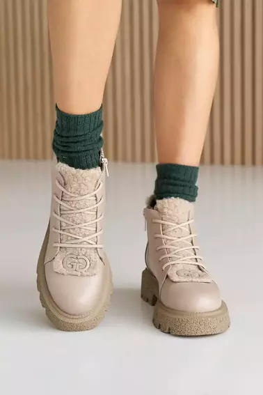 Женские ботинки кожаные зимние бежевые OLLI 24 фото 11 — интернет-магазин Tapok