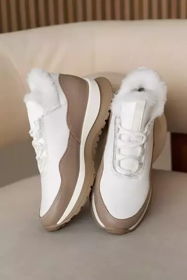 Жіночі кросівки шкіряні зимові білі Picani L 127 фото 4 — інтернет-магазин Tapok