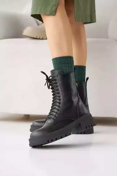 Жіночі черевики шкіряні зимові чорні Emirro 708 Глорія фото 4 — інтернет-магазин Tapok