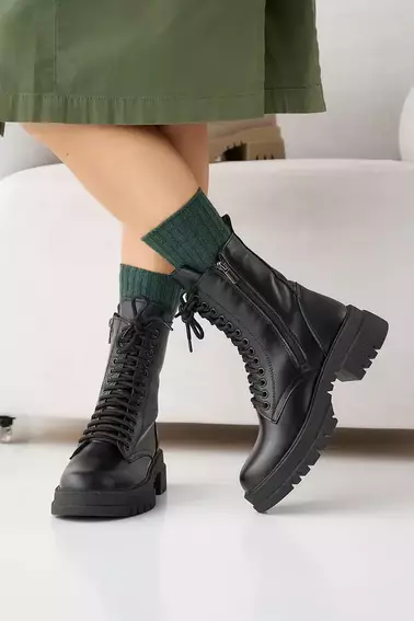 Жіночі черевики шкіряні зимові чорні Emirro 708 Глорія фото 5 — інтернет-магазин Tapok