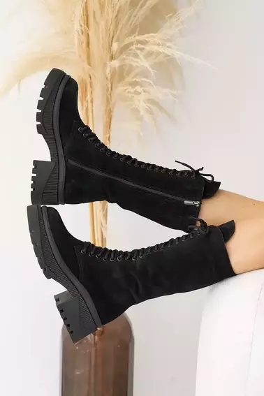 Женские ботинки замшевые зимние черные Marsela 206 высокие фото 6 — интернет-магазин Tapok