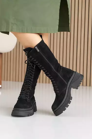 Женские ботинки замшевые зимние черные Marsela 206 высокие фото 8 — интернет-магазин Tapok