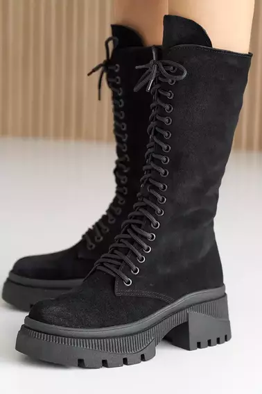 Женские ботинки замшевые зимние черные Marsela 206 высокие фото 11 — интернет-магазин Tapok