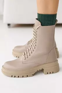 Женские ботинки кожаные зимние бежевые Marsela 708