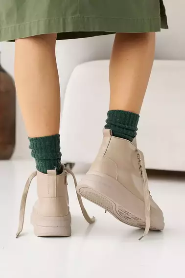 Жіночі черевики шкіряні зимові бежеві Udg 24171/125 фото 6 — інтернет-магазин Tapok