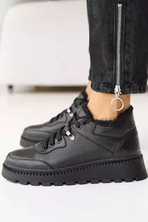 Женские ботинки кожаные зимние черные Udg 24149/1А