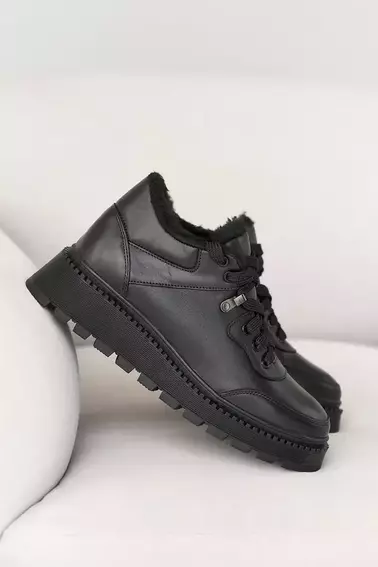 Жіночі черевики шкіряні зимові чорні Udg 24149/1А фото 2 — інтернет-магазин Tapok