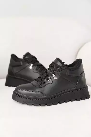 Женские ботинки кожаные зимние черные Udg 24149/1А фото 4 — интернет-магазин Tapok