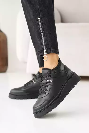 Жіночі черевики шкіряні зимові чорні Udg 24149/1А фото 12 — інтернет-магазин Tapok