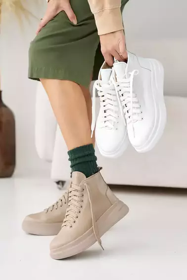 Женские ботинки кожаные зимние белые Udg 24171/6А фото 2 — интернет-магазин Tapok