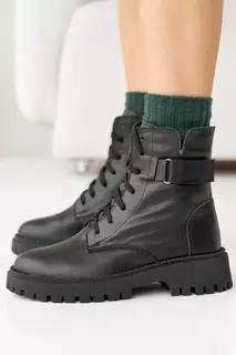 Женские ботинки кожаные зимние черные Solo 178А