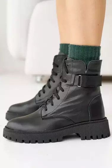 Женские ботинки кожаные зимние черные Solo 178А фото 1 — интернет-магазин Tapok