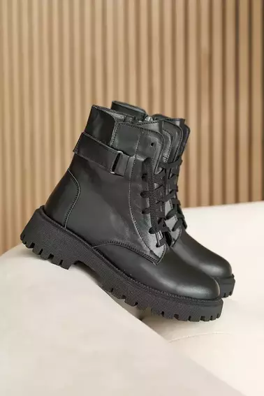 Женские ботинки кожаные зимние черные Solo 178А фото 2 — интернет-магазин Tapok