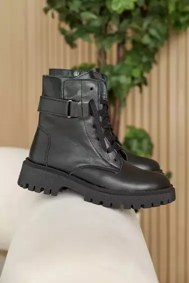 Женские ботинки кожаные зимние черные Solo 178А фото 3 — интернет-магазин Tapok