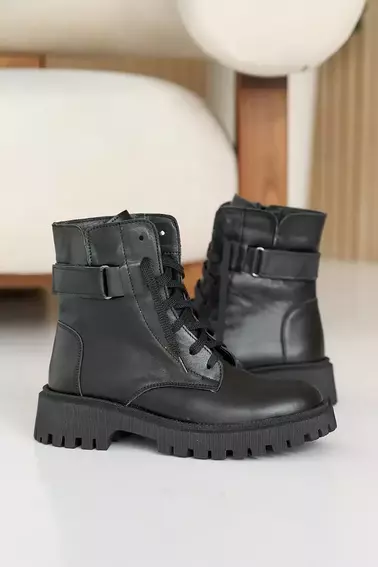 Женские ботинки кожаные зимние черные Solo 178А фото 4 — интернет-магазин Tapok