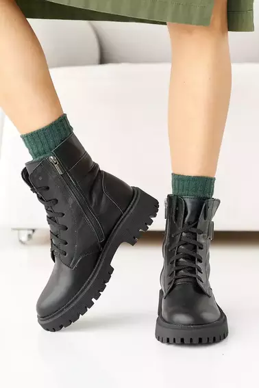 Женские ботинки кожаные зимние черные Solo 178А фото 10 — интернет-магазин Tapok