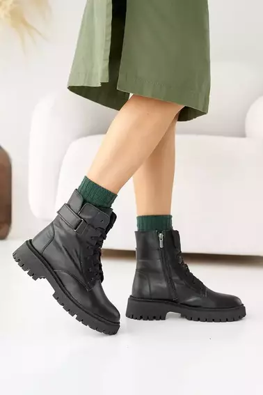 Женские ботинки кожаные зимние черные Solo 178А фото 11 — интернет-магазин Tapok