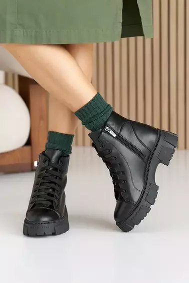 Жіночі черевики шкіряні зимові чорні Udg 24178/1А фото 6 — інтернет-магазин Tapok