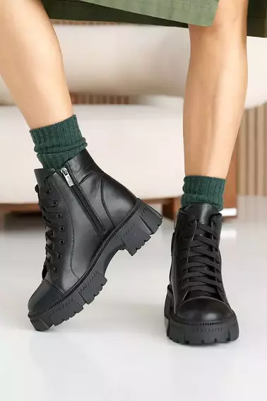 Жіночі черевики шкіряні зимові чорні Udg 24178/1А фото 8 — інтернет-магазин Tapok